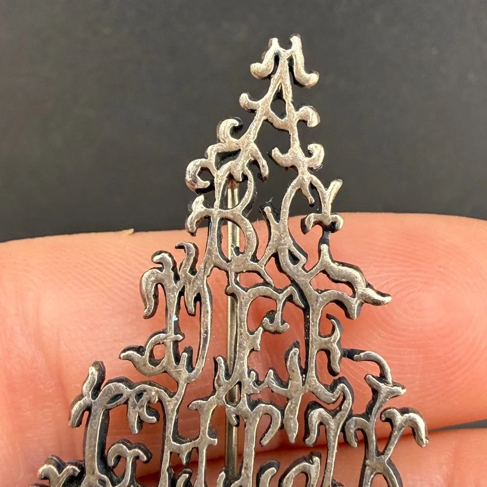 Vintage Shelburne Museum Brooch Sterling Silver C&C Alphabet Tree Brooch Gothic